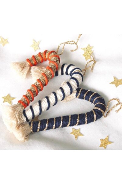 DeCupe Makrome Şeker 3'lü Yılbaşı Süsü Çam Ağacı Süsü