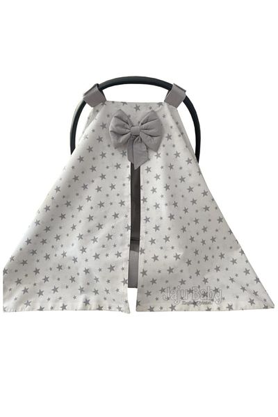 Jaju Baby Gray Star Poplin Fabric Stroller Cover and Sheet