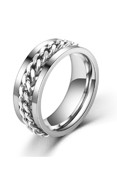 Modaadresiniz سلسلة تيتانيوم من الستانلس ستيل مع مركز قابل للدوران للرجال والنساء، حلقة مضادة للتوتر