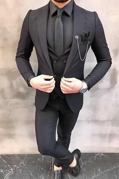 Marca Uno Men's Slim Fit Suit (Includes Jacket, Vest, Trousers, Tie, Handkerchief, Collar Chain)