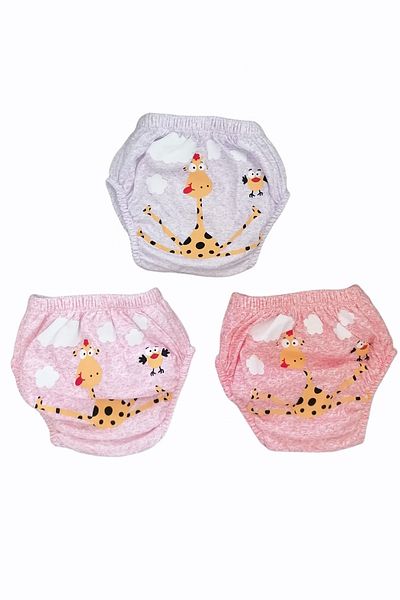 Poope's 3-Piece Giraffe Printed Baby Training Panties