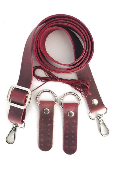 alfa tasarım atölyesi Hakiki Deri Çanta Sapı Gümüş Renk Aksesuarlı (140 CM) -...