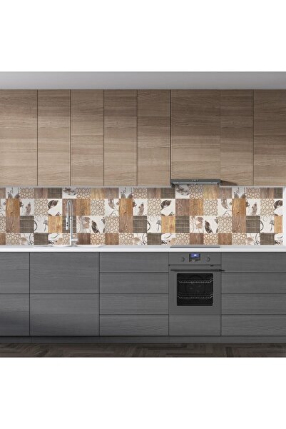 StickerArt Mutfak Tezgah Arası Folyo Fayans Kaplama Folyosu Rustik Ahşap 60x100 Cm