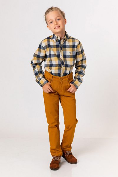 incity Boy's Lumberjack Checked Mustard Shirt