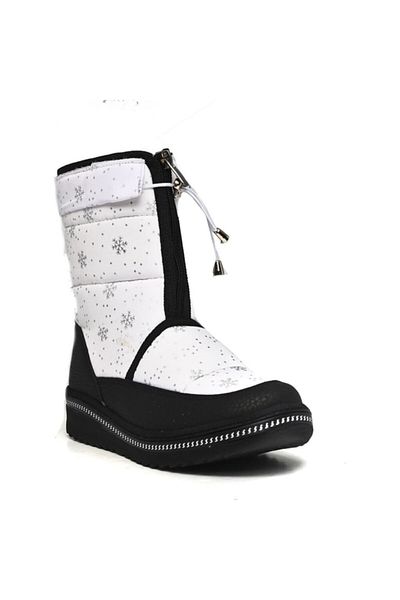AYAKKABIMOOD Le Petit White Snow Patterned Stone γούνινες μπότες χιονιού για κορίτσια
