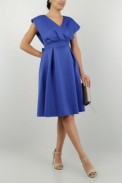 Secret Passion Lingerie Saks Blue Self Belted Πλισέ βραδινό φόρεμα μεσαίου μήκους Νυχτερινό φόρεμα αποφοίτησης 74042 Emr- 581680   632