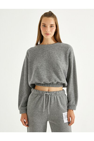 Koton Kurzes Sweatshirt mit geraffter Taille