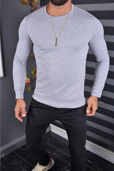 Tanzanit Ανδρικό γκρι φούτερ Crew Neck 2021-2022 Φθινόπωρο Χειμώνας
