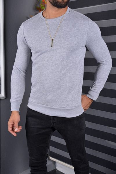 Tanzanit Ανδρικό γκρι φούτερ Crew Neck 2021-2022 Φθινόπωρο Χειμώνας