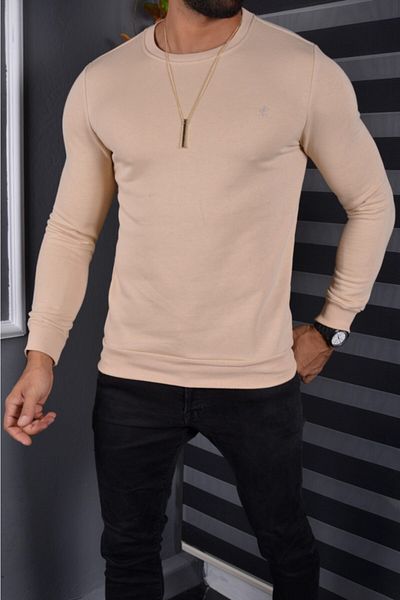 Tanzanit Ανδρικό μπεζ φούτερ Crew Neck 2021-2022 Φθινόπωρο Χειμώνας