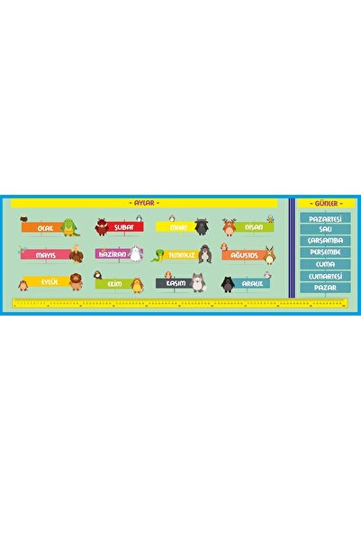 hepenuygun Gizil Öğrenme Okul Sırası Folyo Kaplama Sticker - Aylar, Günler