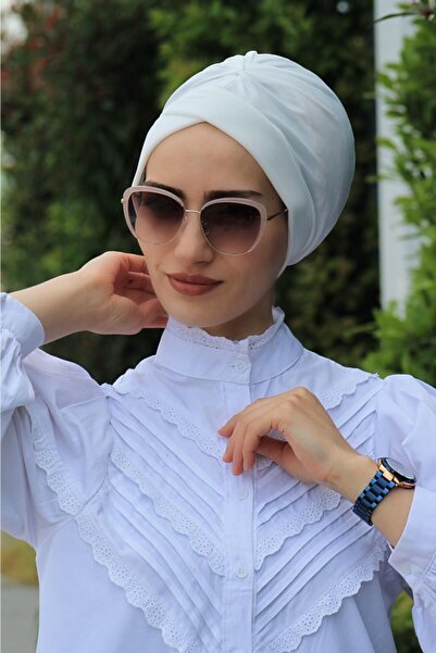 Çapraz Bone Ekru - Özel Tasarım- Yeni Model Tesettür Giyim