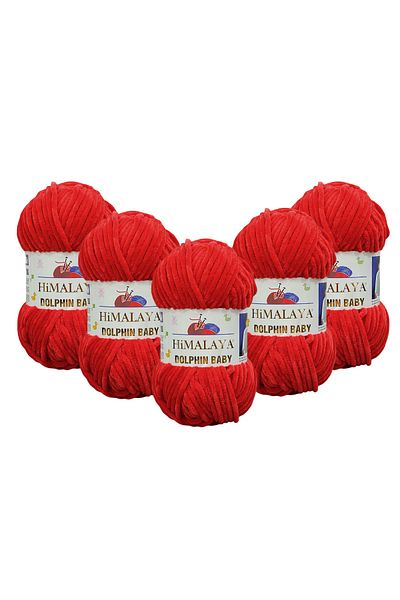 Himalaya Dolphin Baby Velvet Thread 5 Pack - 80318 Red - 100 Gr120 Mt