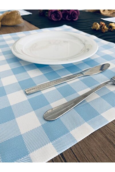 meditroia 6-комплектний набір сервірувальних приборів з білої тканини в клітинку