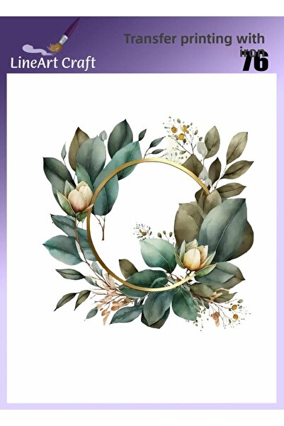 LİNEART طباعة نقل حراري بنمط أوراق الشجر ونقل الأقمشة رقم: KMŞ76-18x20 سم