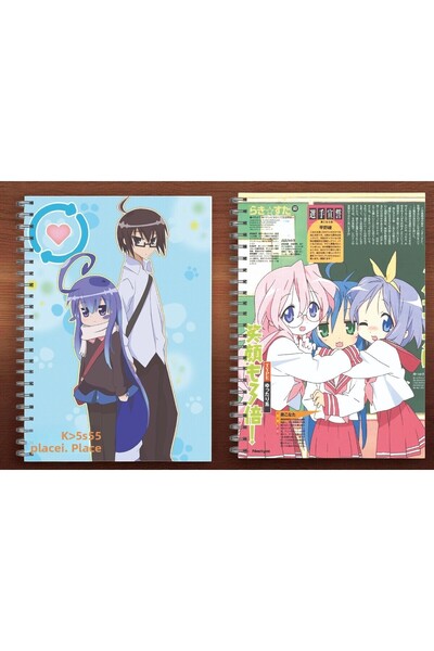 nihonwosekai 2 Pcs Acchi Kocchi Lucky Star A5 Size Anime Spiral Notebook 50 Sheets