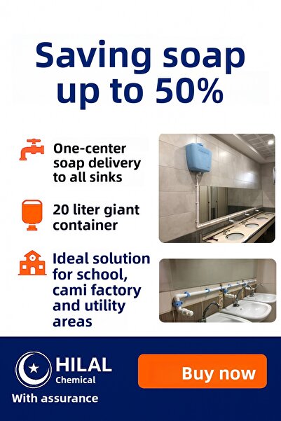 hilal kimya 20 Lt 2 Tap Push Button Liquid Soap Dispenser with Central Storage – for School, Mosque and Bulk Use