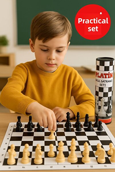 TOYFEST Platinum School Type Roll-Up Chess Set - Durable Pvc Board and Roller Carrying Case