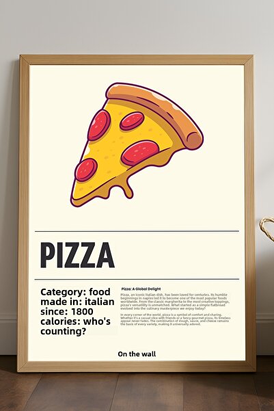 Duvarda Poster cu ramă din lemn cu pizza, pictură decorativă de perete pentru...