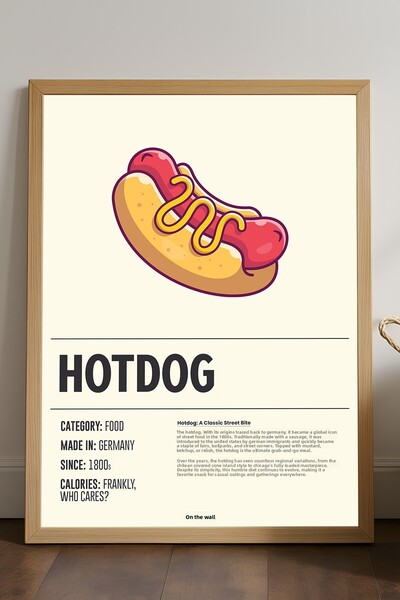 Duvarda Ξύλινη αφίσα με σχέδιο χοτ-ντογκ, διακοσμητικός πίνακας τοίχου κουζίνας