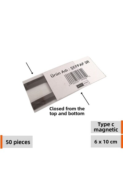 Şeffaf Etiket 50 τεμάχια PVC Magnet Type C 6x10 cm Ετικέτα προϊόντος αποθήκης...