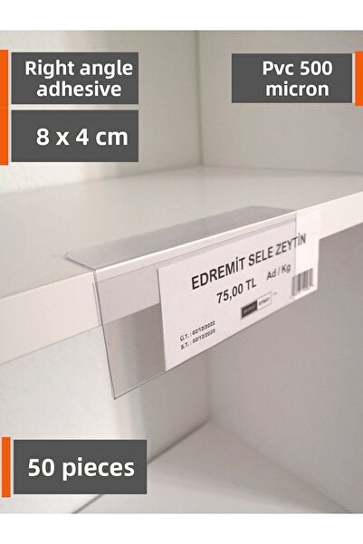 Şeffaf Etiket 50 τεμάχια PVC θήκη ετικετών για το μπροστινό μέρος του ραφιού,...