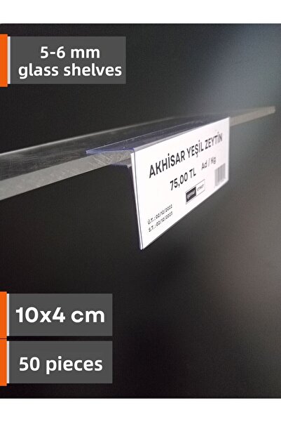 Şeffaf Etiket 50 bucăți etichetatoare din PVC pentru rafturi de sticlă, cu gr...