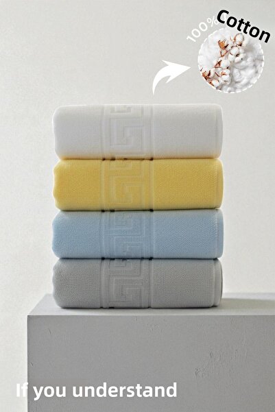 Anılsan مجموعة من 4 مناشف يد يونانية مختلطة - 50x90 سم، 225 جرام، 100% قطن، مناشف سبا وفندق، للاستخدام اليومي