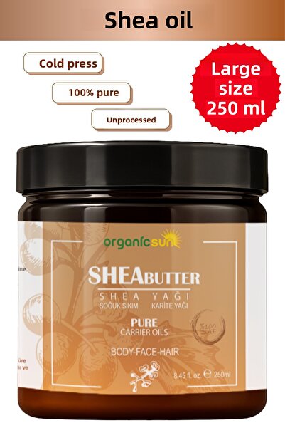 Organicsun زبدة الشيا 250 مل | زبدة شيا خام 100%، معصورة على البارد | للعناية...