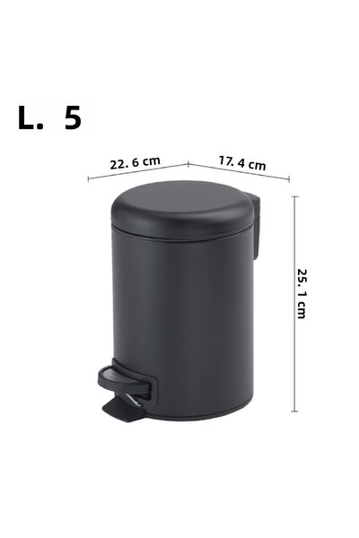 Gedy Trash Can, Pedal Operated, Soft, 3Lt - Matte Black