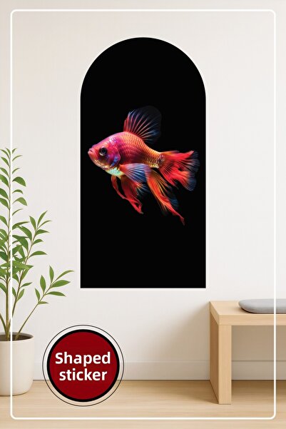 KOSS Dijital Autocolant decorativ de perete cu model de fundal cu pește color...