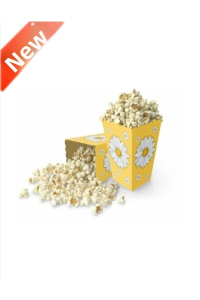 Deniz Party Store علبة رقائق الذرة من الورق المقوى ذات طابع زهرة الأقحوان الصفراء 8 قطع