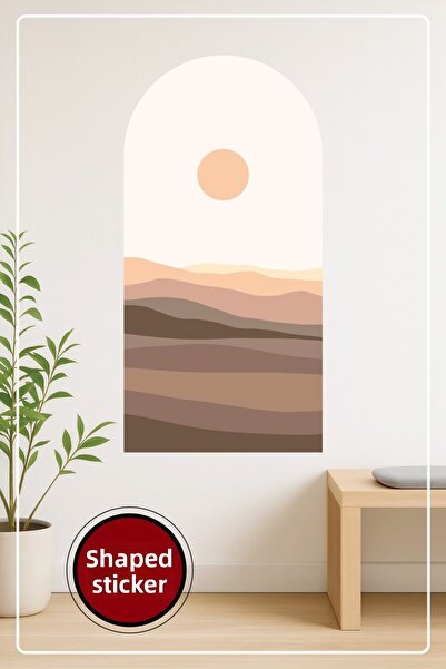 KOSS Dijital Autocolant decorativ de perete în formă ovală, cu model de peisa...