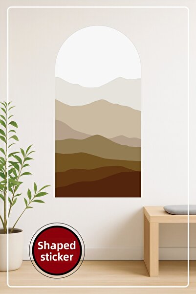 KOSS Dijital Autocolant decorativ de perete în formă ovală, cu model de munte...
