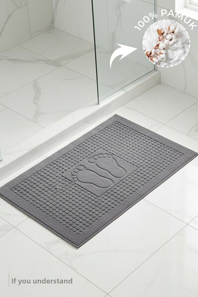 Anılsan Gray Zivra Foot Towel - 50X70 Cm, 245 Gr, 100% Cotton, Spa and Hotel Bath Mat, for Daily Use