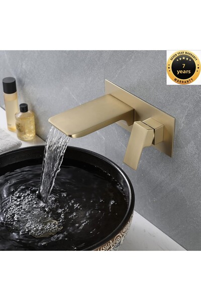 OEMN Bathroom Faucet Bathtub Jacuzzi Sink Built-In Matte Gold New Waterfall 7...