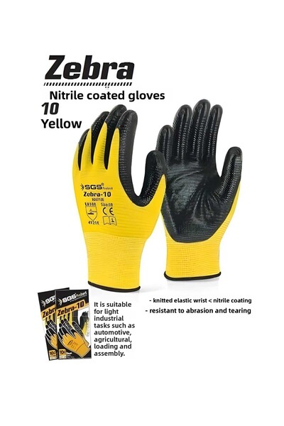 SGS Zebra 10 Nitrile Coated Knitted Gloves