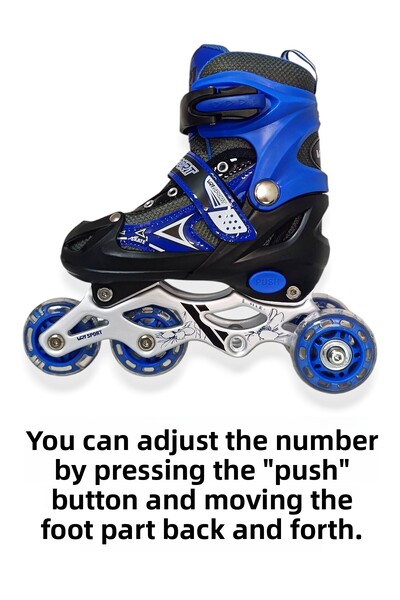 Brother Toys Children's Roller Skates with Bag and Lighted Numbers, Adjustable Size, Single Row and 2+1+1 Wheel Skates, Pink, Red, Blue