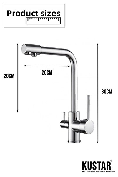 KUSTAR 3 Way Faucet Kitchen Sink Mixer with Purification Outlet