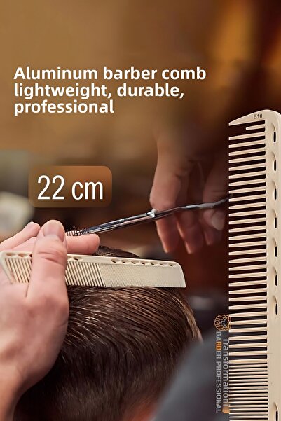Transformacion مشط قص شعر من الألومنيوم مقاس 22 سم - مشط حلاقة - خفيف الوزن، متين، احترافي 722093