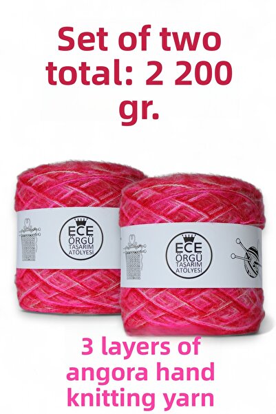 Ece Örgü Tasarım Atölyesi Κόκκινο, ροζ, λευκό, τριπλής στρώσης νήμα πλεξίματο...