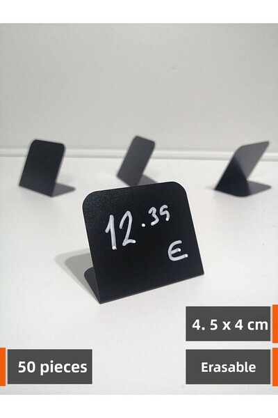 Şeffaf Etiket 50 de bucăți etichete ștergebile pentru tablă cu suport 4x4,5 cm Mini etichetă neagră cu suport Etichetă de preț