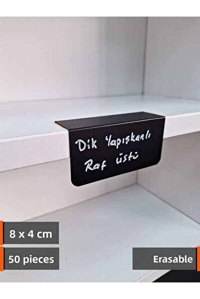 Şeffaf Etiket 50 τεμάχια PVC Μαύρη Πινακίδα Μαύρο Ετικέτα Προϊόντος 8x4 εκ. Α...