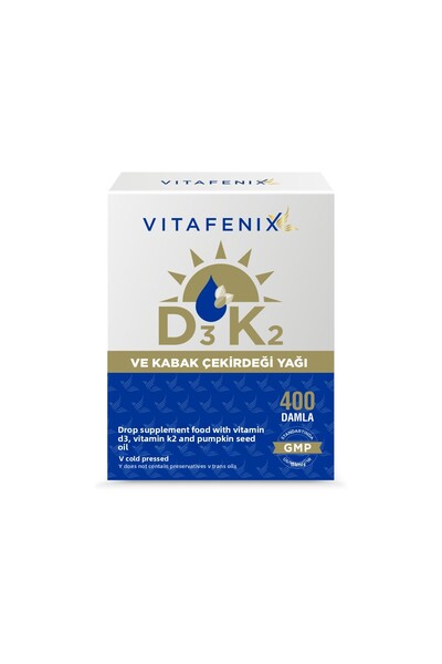 Vitafenix د3 ك2 وزيت بذور اليقطين - 1000 وحدة دولية فيتامين 20 مل قطرات