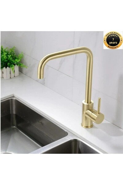 OEM صنبور حوض مطبخ بتصميم ذهبي مطفي، موديل جديد، مستورد مع ضمان 7 سنوات