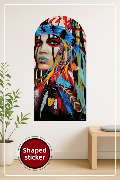 KOSS Dijital Autocolant decorativ de perete cu portret etnic colorat pentru f...