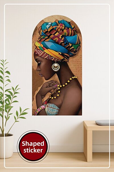 KOSS Dijital Autocolant decorativ de perete cu model de portret de femeie afr...
