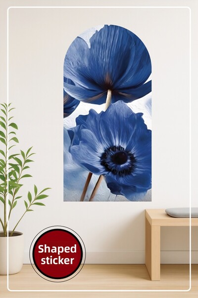 KOSS Dijital Autocolant decorativ de perete în formă ovală cu floare de papav...