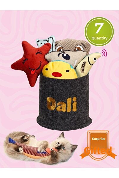 Dalipet 7 قطع من ألعاب القطط - نعناع، جرس، قماش، ألوان ونمط مختلط