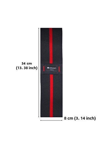 Rebuwo Heavy Squat Resistance Band 34X8 cm Non-Slip Fitness Exercise Band – Black & Red